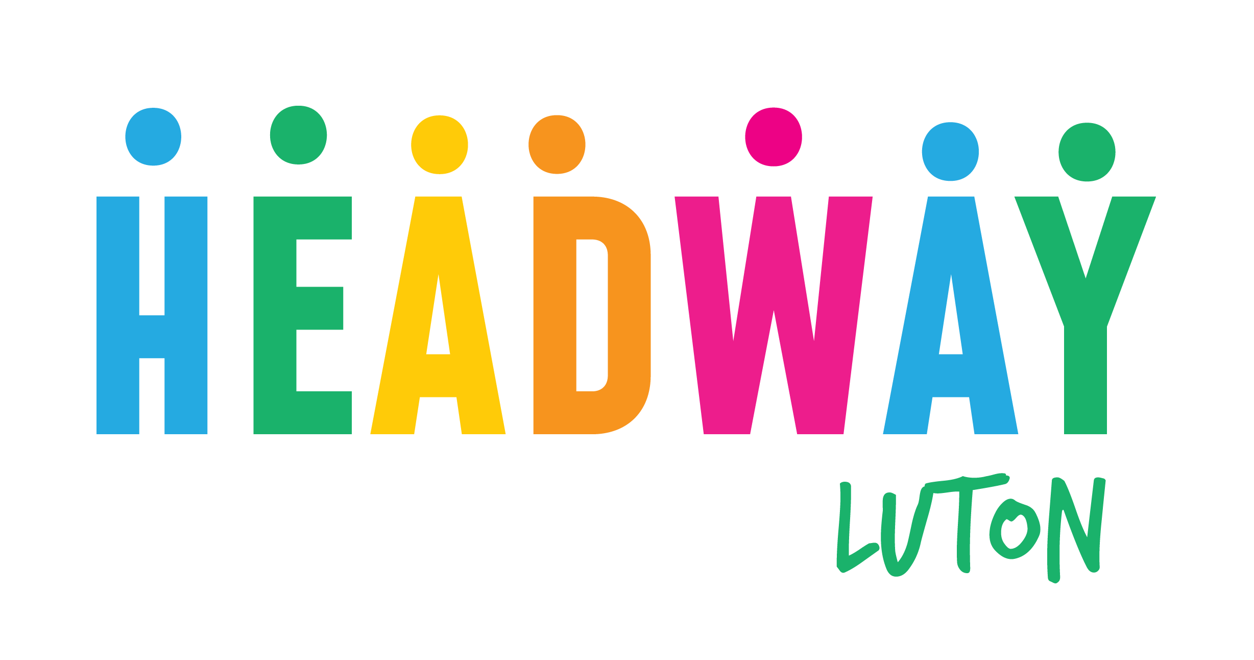 Theatre and Movement Workshops with Headway Luton. Multicoloured logo